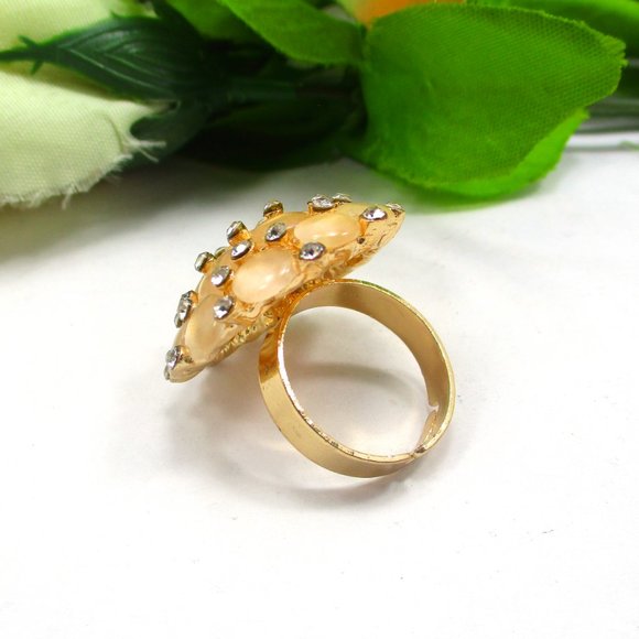 Heavy Rose Gold Party Wear Ring For Girls And Women AFJSS-0819 - Picture 2 of 5